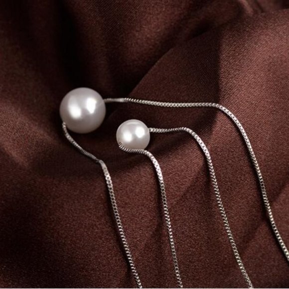 925 Sterling Silver Double Layer Pearl Necklace - Picture 8 of 8